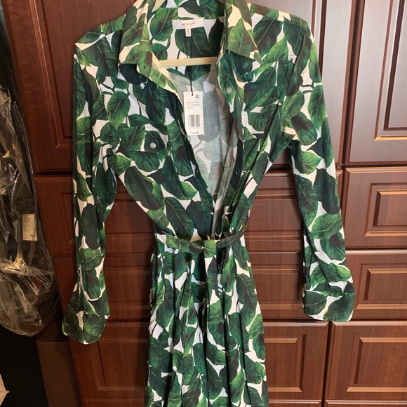 Milly banana leaf west dress Emerald - Picture 5 of 5